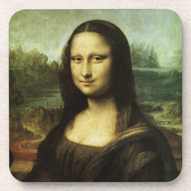 Leonardo da Vinci's Mona Lisa, Renaissance Art Drink Coaster (Front)