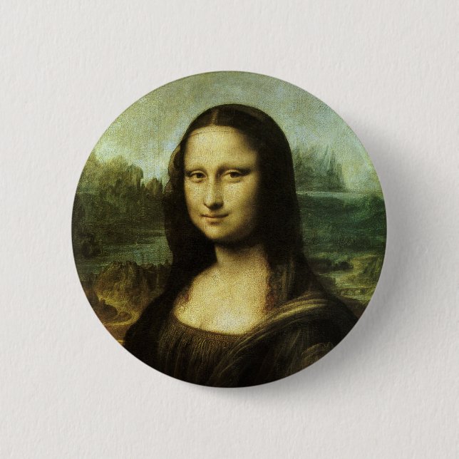 Leonardo da Vinci's Mona Lisa, Renaissance Art Pinback Button (Front)