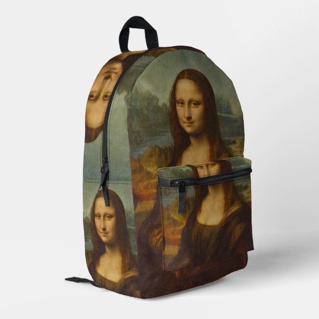 Leonardo da Vinci's Mona Lisa, Renaissance Art Printed Backpack (Back Corner Left)