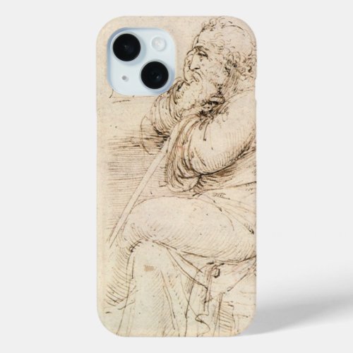 Leonardo da Vincis Old Man and Water Sketch iPhone 15 Case