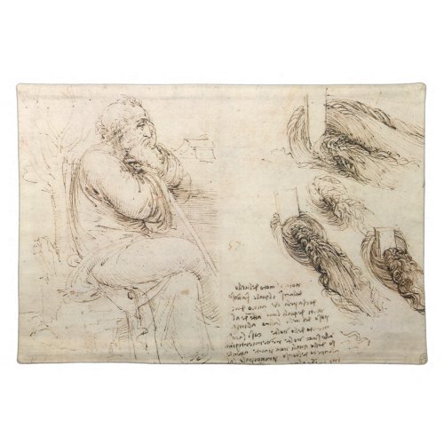 Leonardo da Vincis Old Man and Water Sketch Cloth Placemat