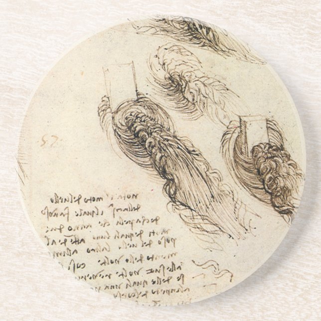 Leonardo da Vinci's Old Man and Water Sketch Drink Coaster (Front)
