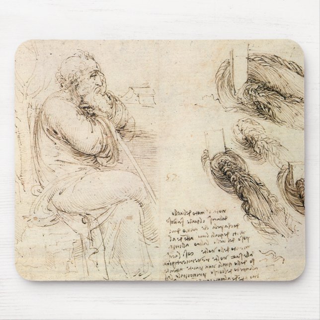 Leonardo da Vinci's Old Man and Water Sketch Mouse Pad (Front)