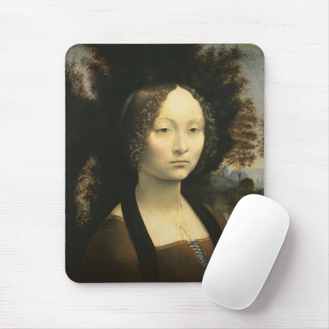 Leonardo da Vinci's Portrait of Ginevra Benci Mouse Pad (With Mouse)