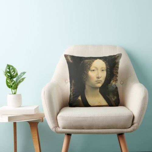 Leonardo da Vincis Portrait of Ginevra Benci Throw Pillow