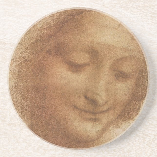 Leonardo da Vinci's Portrait of Saint Anne Study Sandstone Coaster (Front)