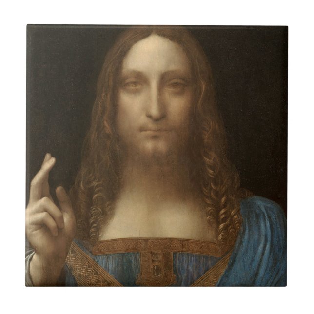 Leonardo da Vinci's Salvator Mundi (Jesus Christ) Ceramic Tile (Front)