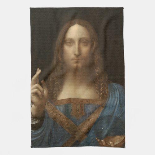 Leonardo da Vincis Salvator Mundi Jesus Christ Kitchen Towel