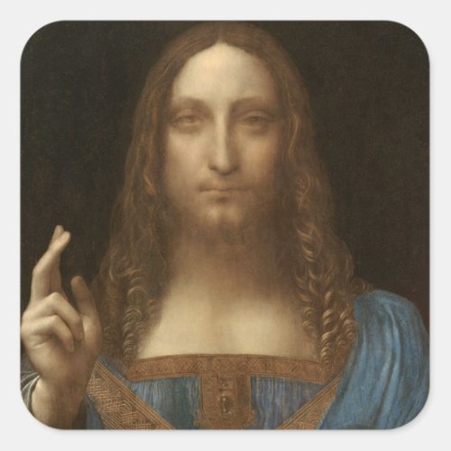 Leonardo da Vincis Salvator Mundi Jesus Christ Square Sticker