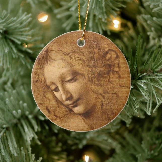 Leonardo da Vinci's Scapigliata, Head of a Woman Ceramic Ornament (Tree)