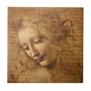 Leonardo da Vinci's Scapigliata, Head of a Woman Ceramic Tile