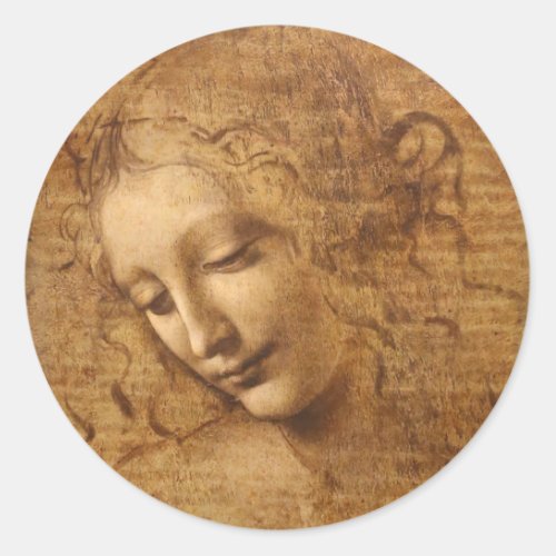 Leonardo da Vincis Scapigliata Head of a Woman Classic Round Sticker
