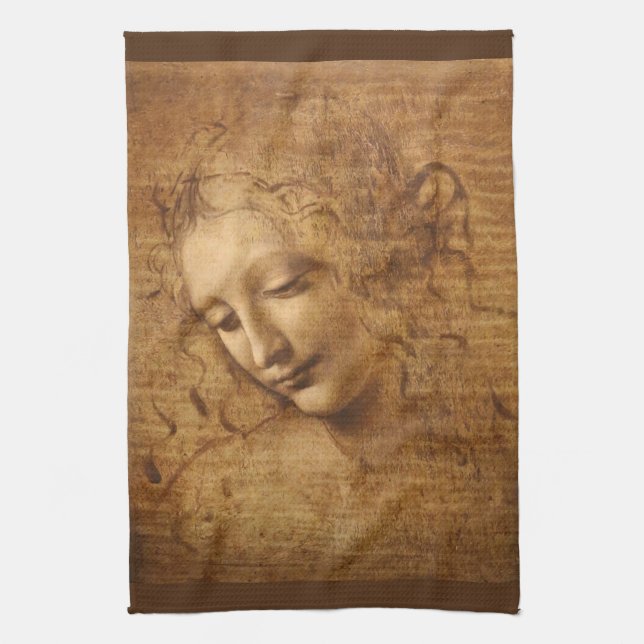 Leonardo da Vinci's Scapigliata, Head of a Woman Kitchen Towel (Vertical)