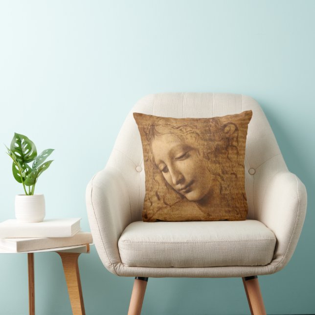 Leonardo da Vinci's Scapigliata, Head of a Woman Throw Pillow (Chair)
