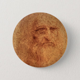 Leonardo da Vinci's Self Portrait, Renaissance Art Button