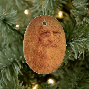 Leonardo da Vinci's Self Portrait, Renaissance Art Ceramic Ornament