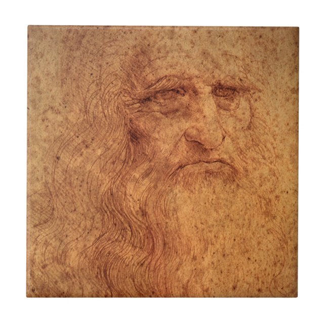 Leonardo da Vinci's Self Portrait, Renaissance Art Ceramic Tile (Front)