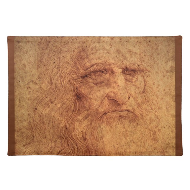 Leonardo da Vinci's Self Portrait, Renaissance Art Cloth Placemat (Front)