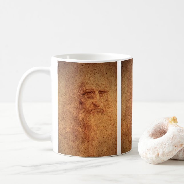 Leonardo da Vinci's Self Portrait, Renaissance Art Coffee Mug (With Donut)
