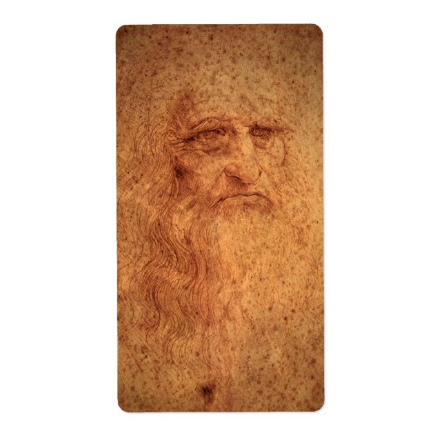 Leonardo da Vinci's Self Portrait, Renaissance Art Label (Front)