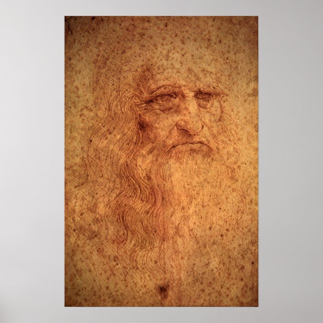 Leonardo da Vinci's Self Portrait, Renaissance Art Poster (Front)
