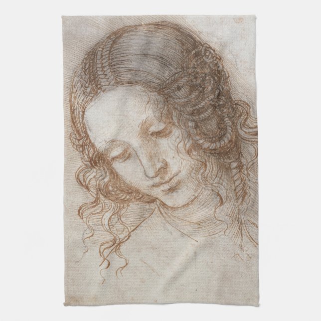 Leonardo da Vinci's Study of the Head of Leda Kitchen Towel (Vertical)
