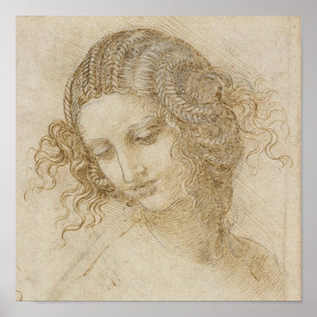 Leonardo da Vinci's Study of the Head of Leda Poster (Front)