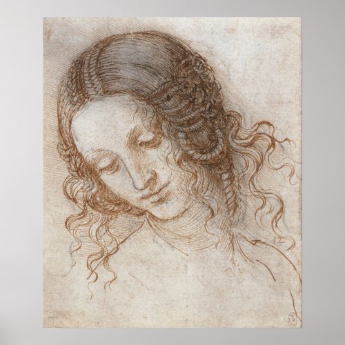 Leonardo da Vincis Study of the Head of Leda Poster