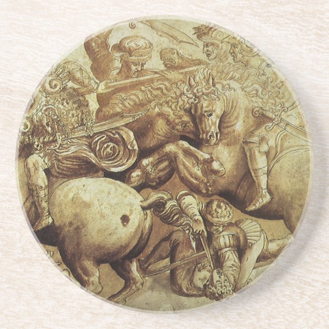 Leonardo da Vinci's The Battle of Anghiari Sandstone Coaster (Front)