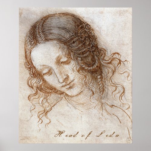 LEONARDO DA VINCIS THE HEAD OF LEDA DECOUPAGE POSTER