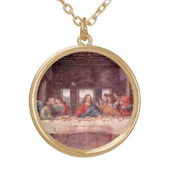 Leonardo Da Vinci's The Last Supper Gold Plated Necklace by MasterpieceCafe at Zazzle