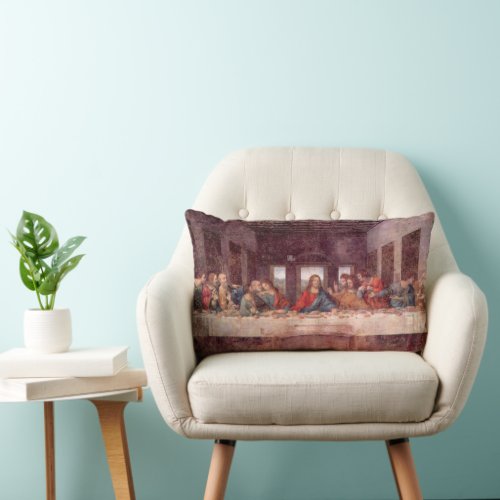 Leonardo da Vincis The Last Supper Lumbar Pillow