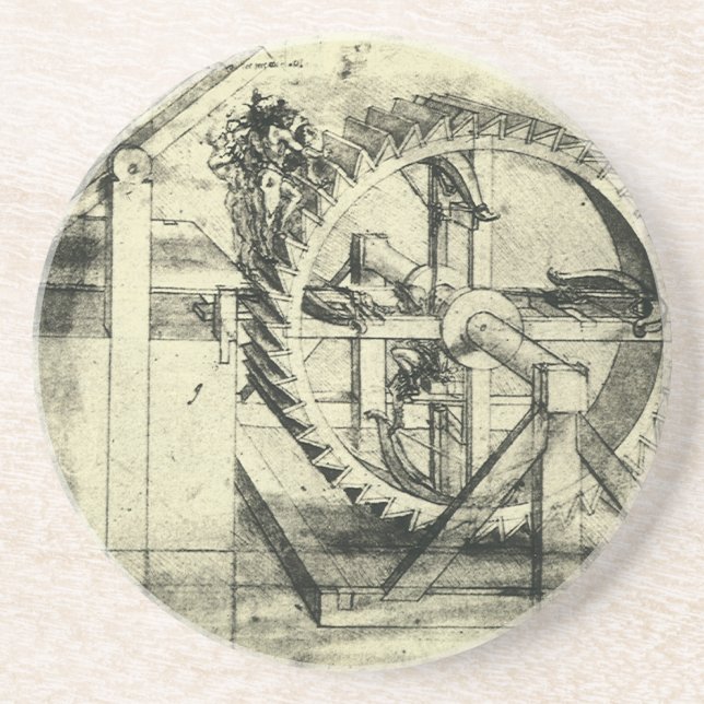 Leonardo da Vinci's Treadmill Powered Crossbow Drink Coaster (Front)