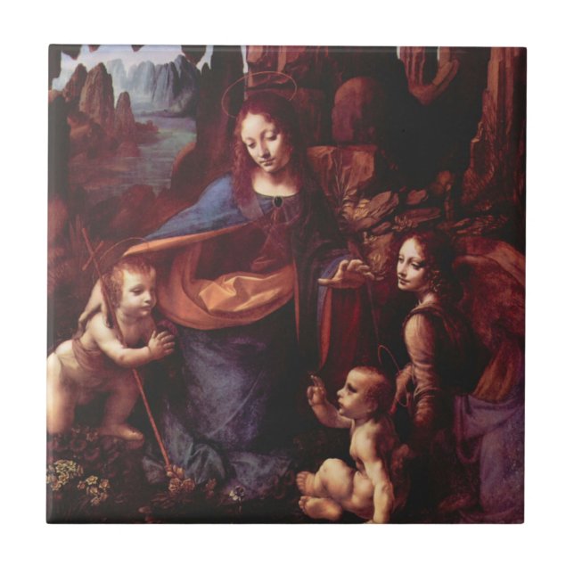 Leonardo da Vinci's Virgin (Madonna) of the Rocks Ceramic Tile (Front)