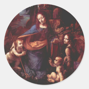 Leonardo da Vinci's Virgin (Madonna) of the Rocks Classic Round Sticker