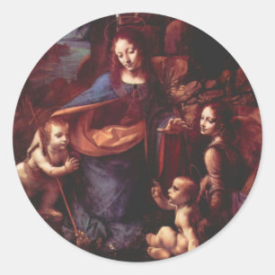 Leonardo da Vinci's Virgin (Madonna) of the Rocks Classic Round Sticker