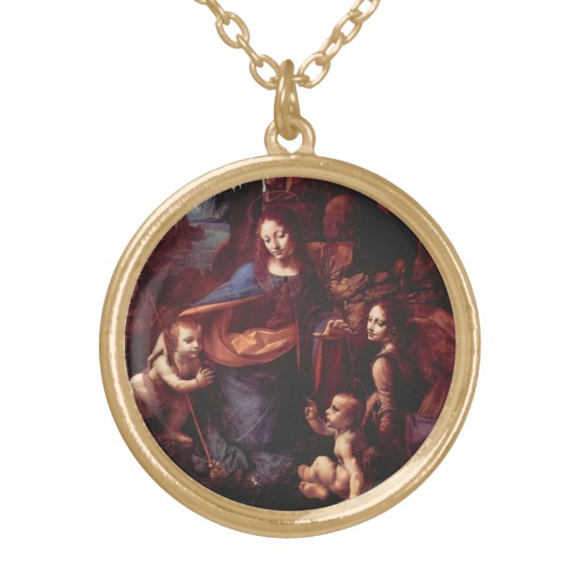 Leonardo da Vinci's Virgin (Madonna) of the Rocks Gold Plated Necklace (Front)