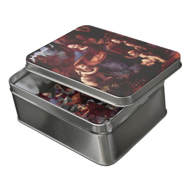 Leonardo da Vinci's Virgin (Madonna) of the Rocks Jigsaw Puzzle (Lid Open)