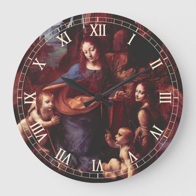 Leonardo da Vinci's Virgin (Madonna) of the Rocks Large Clock (Front)