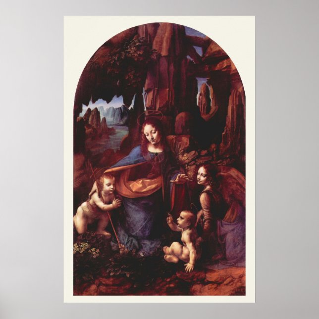 Leonardo da Vinci's Virgin (Madonna) of the Rocks Poster (Front)