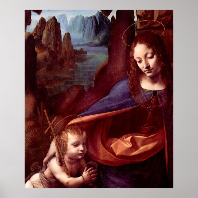 Leonardo da Vinci's Virgin (Madonna) of the Rocks Poster (Front)