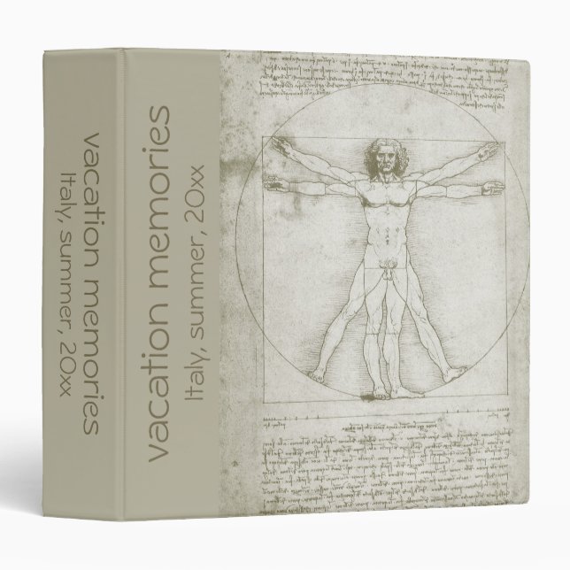 Leonardo da Vinci's Vitruvian Man 3 Ring Binder (Front/Spine)