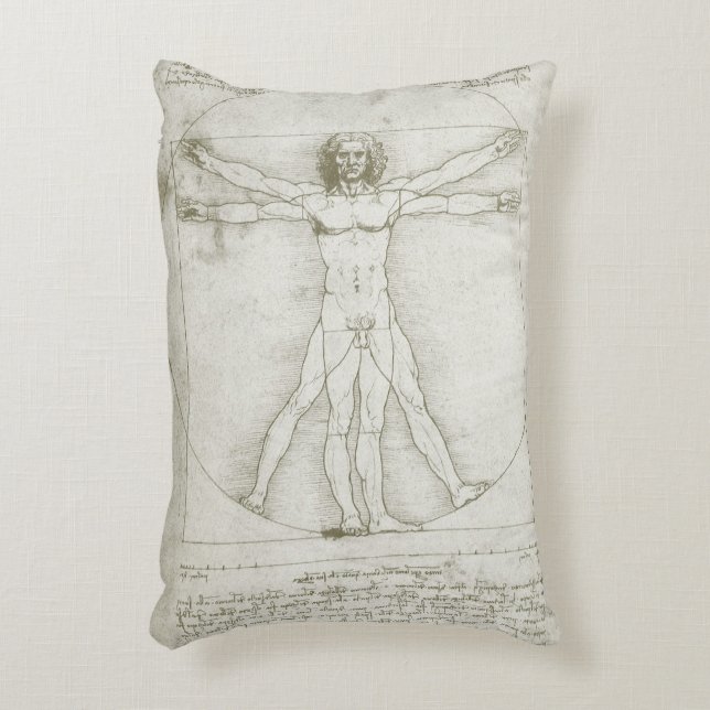 Leonardo da Vinci's Vitruvian Man Accent Pillow (Front(Vertical))