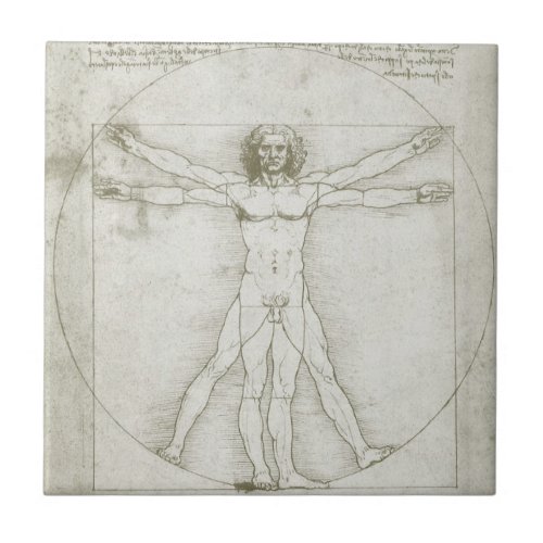 Leonardo da Vincis Vitruvian Man Ceramic Tile