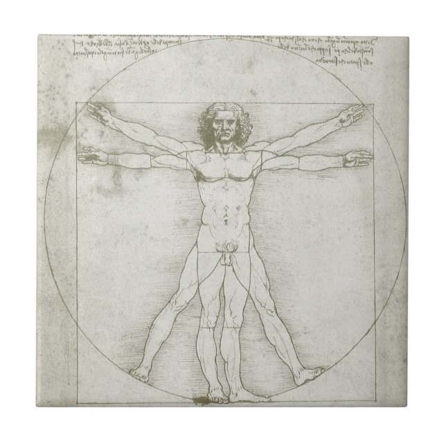 Leonardo da Vinci's Vitruvian Man Ceramic Tile (Front)