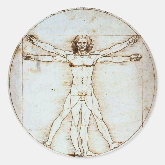 Leonardo da Vinci's Vitruvian Man Classic Round St Classic Round Sticker (Front)