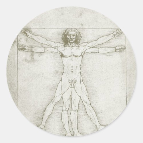 Leonardo da Vincis Vitruvian Man Classic Round Sticker