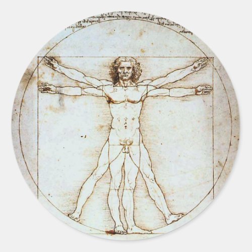 Leonardo da Vincis Vitruvian Man Classic Round Sticker