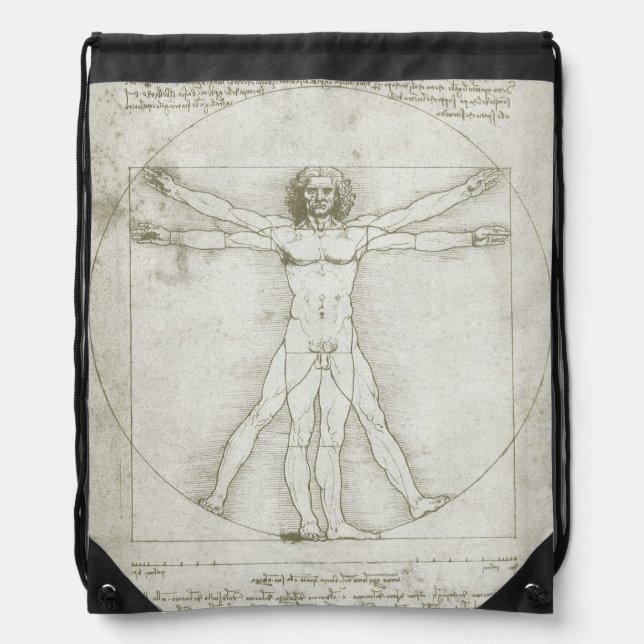 Leonardo da Vinci's Vitruvian Man Drawstring Bag (Front)