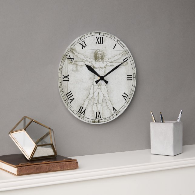 Leonardo da Vinci's Vitruvian Man Large Clock (Office)